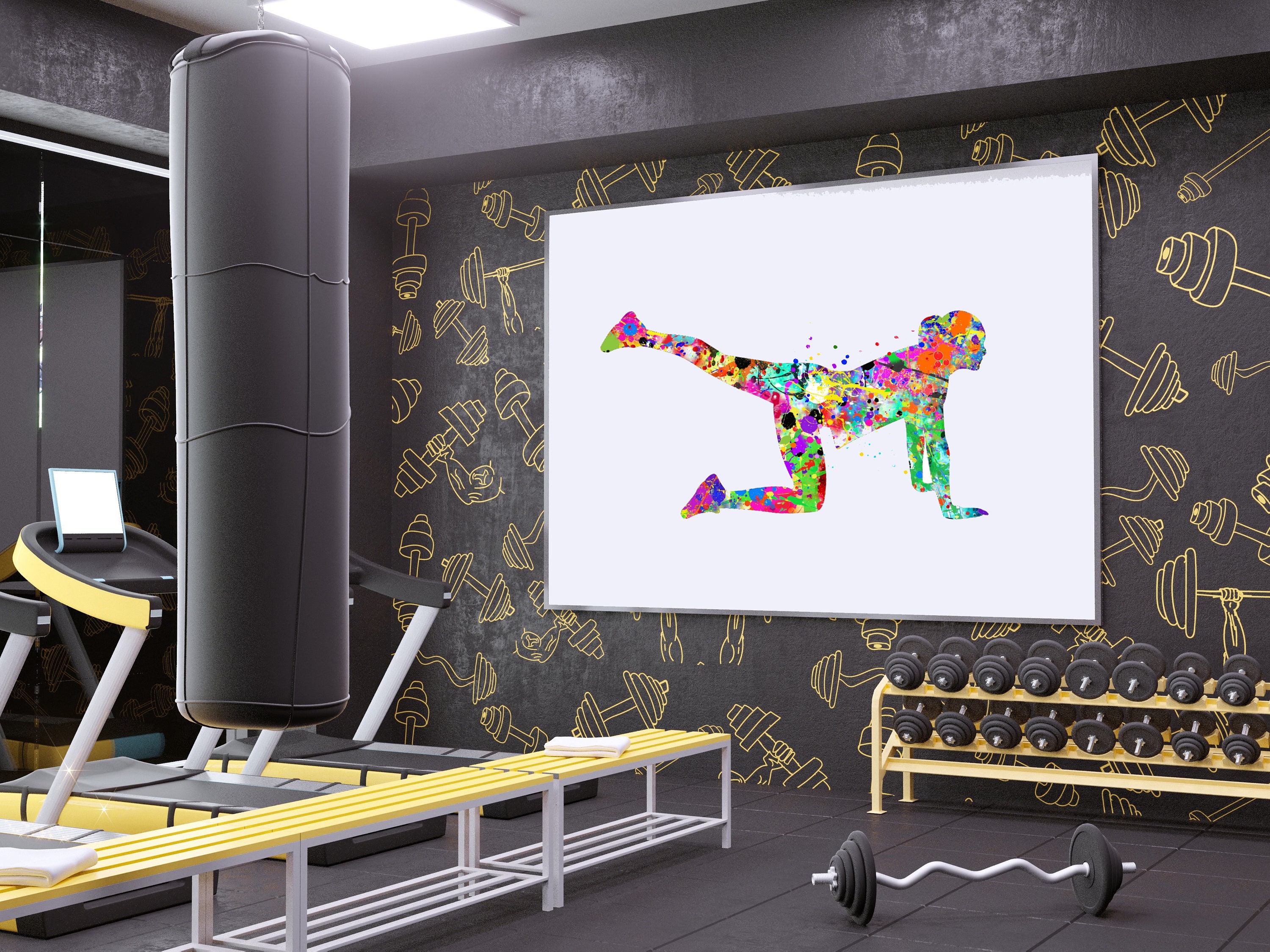 Workout art print, exercise print, PRINTABLE, workout watercolor
