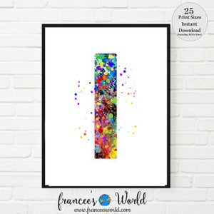 Decoração de dormitório com letra I, arte com letras, impressão com letra I, IMPRIMÍVEL, aquarela com letra I, berçário com letra I, monograma com letra I, letra I, inicial I