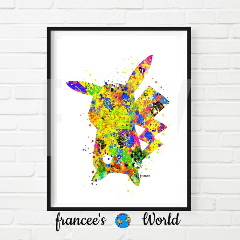 Pokemon Pikachu Print Watercolor Art Home Decor Nursery Print Etsy