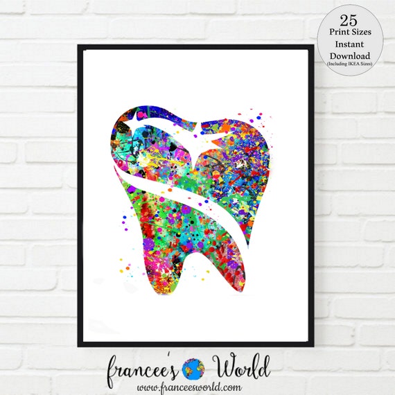 Tooth Print Human Tooth Art Dental Hygienist Watercolor Tooth Medical Art Dental Clinic Decor Dentist Gift Dentistry Office Printable By Francee S World Catch My Party