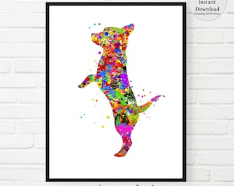 Watercolor Chihuahua Print: Colorful Dog Dorm Art (Digital Download)