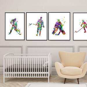 Hockey Gifts, Ice Hockey Printable, boy Ice Hockey Art,ice hockey decor, Watercolor Hockey,ice hockey party, hockey stick, ice hockey image 2