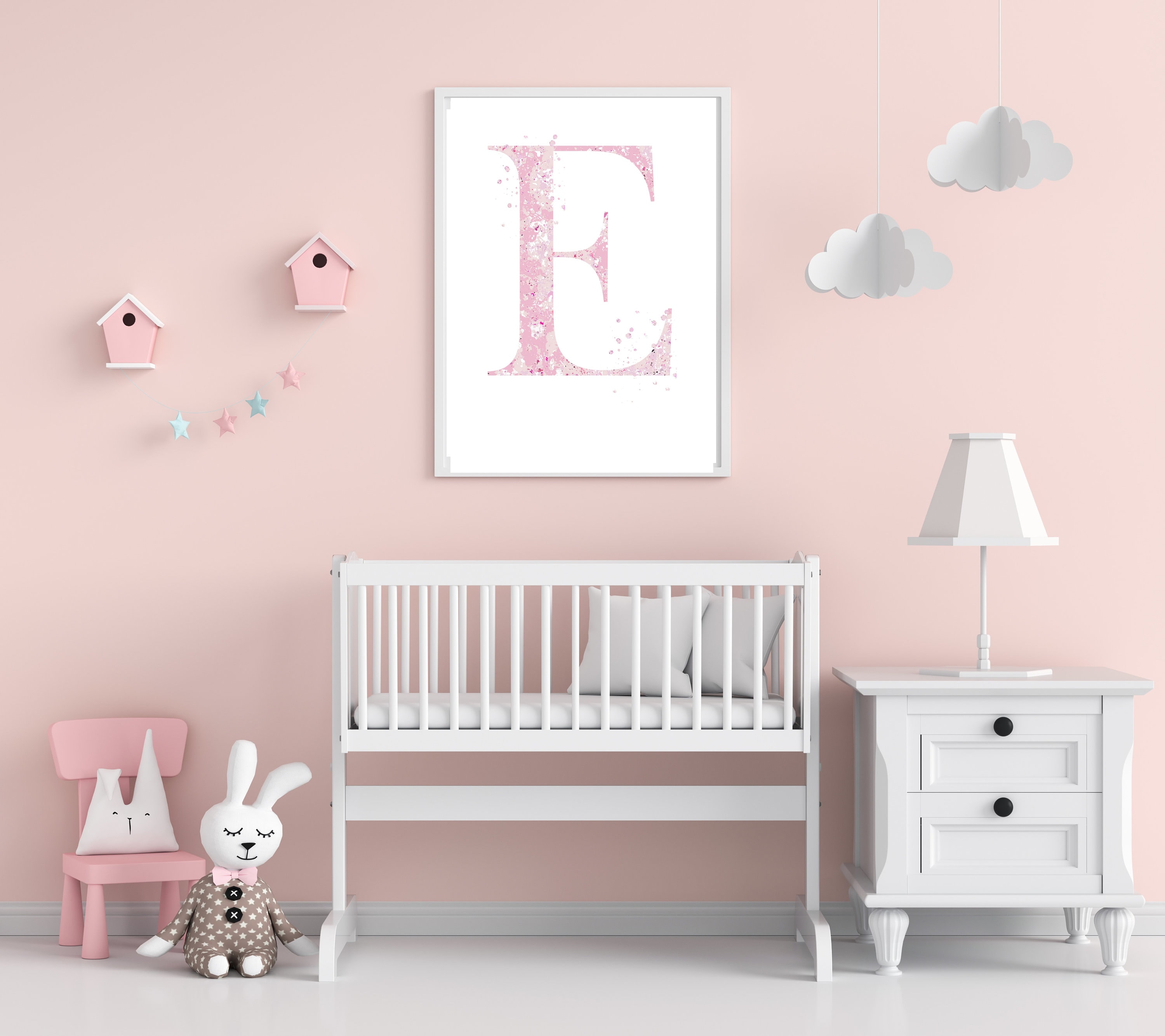 Pink Letter E Wall Decor Letter Art Letter E Print Etsy