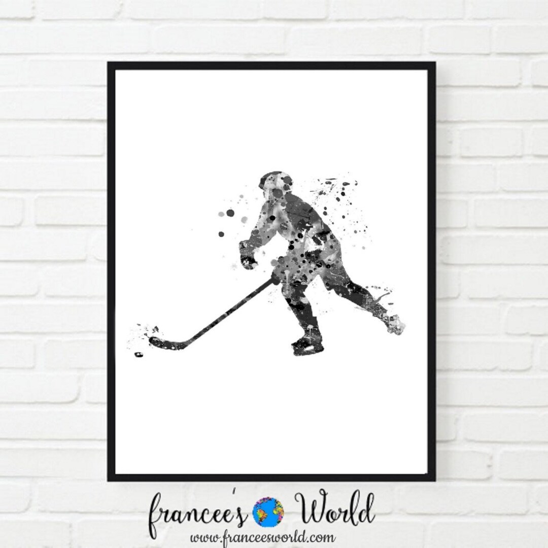 Ice Hockey Print, Black and White, Hockey PRINTABLE Art,boy Ice Hockey ...