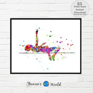 High jump art, girl high jumper, sport art, track and field art, high jump art, Instant download, jumper, girl athlete, sport watercolor