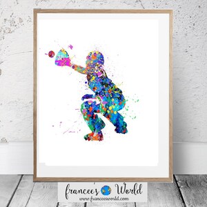 Softball PRINTABLE Watercolor Softball Prints,4 Softball prints,teen gift idea Art, Softball Art, Softball Decor, Softball Sport Artwall art image 8