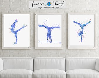 Gymnastics Gift, blue Gymnastics Wall Art, Gymnastic Printable, Gymnastic party,Sport Print, Gymnast-girl room decor, Balance beam Blue