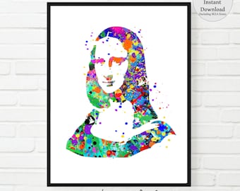 Mona Lisa Watercolor Art Print: Da Vinci Poster (Digital Download)