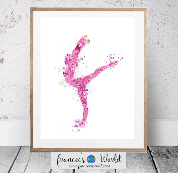 Gymnastics Printable Watercolor Pink Gymnastics Picture Teen Room