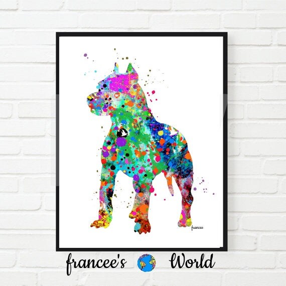 Pit bull ART, Pitbull Print, Watercolor Art,PRINTABLE Dog Print, Pit bull Gifts, Dog Art, Pit Bull Picture, dog Dorm Art, ,digital print