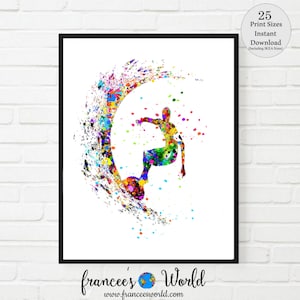 Surfista STAMPABILE, regalo surfista maschio, arte surfista, poster surfista acquerello, festa surf, stampa sportiva, immagine surfista, decorazione dormitorio surfista