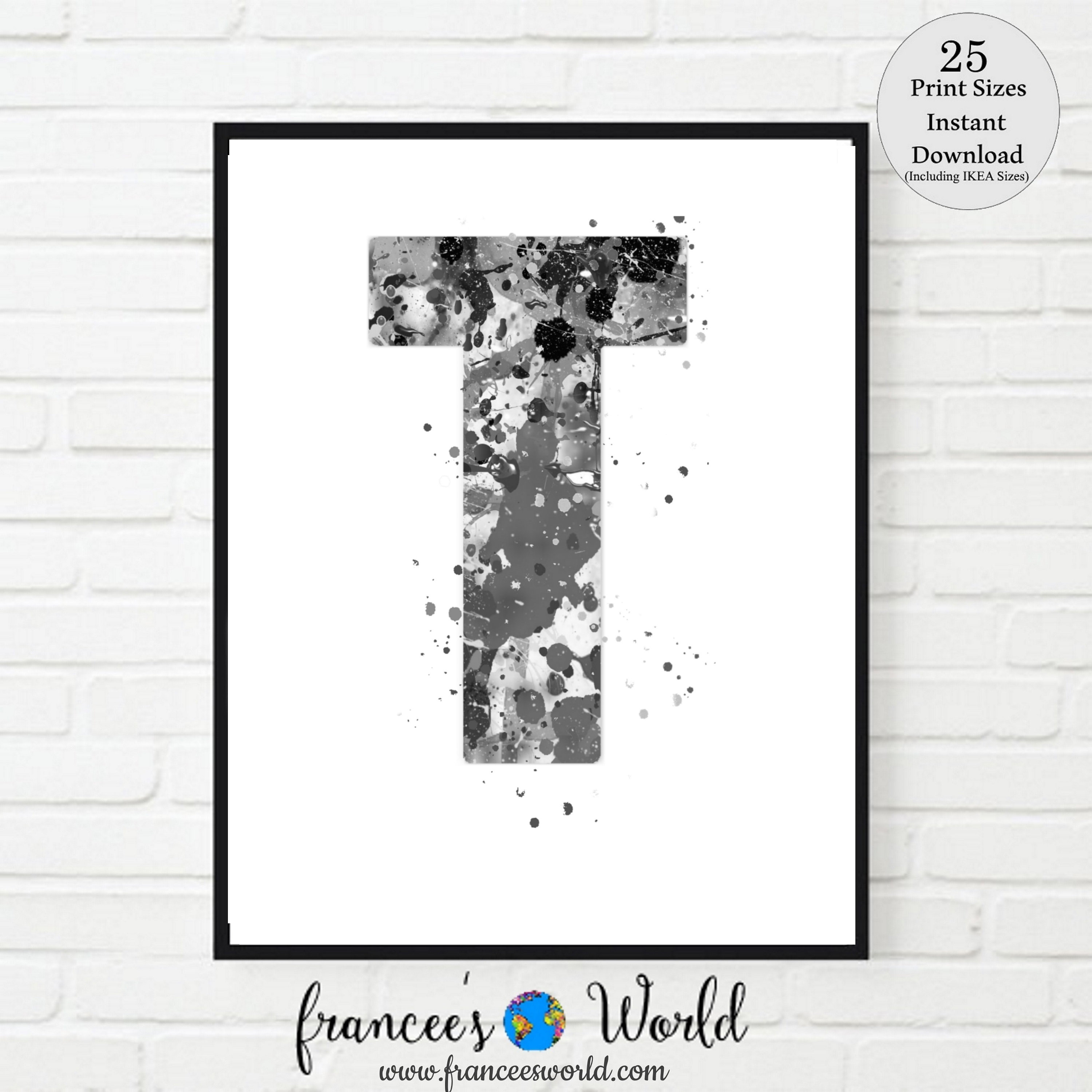 Letter T Wall art Letter T Print Letter T art PRINTABLE | Etsy