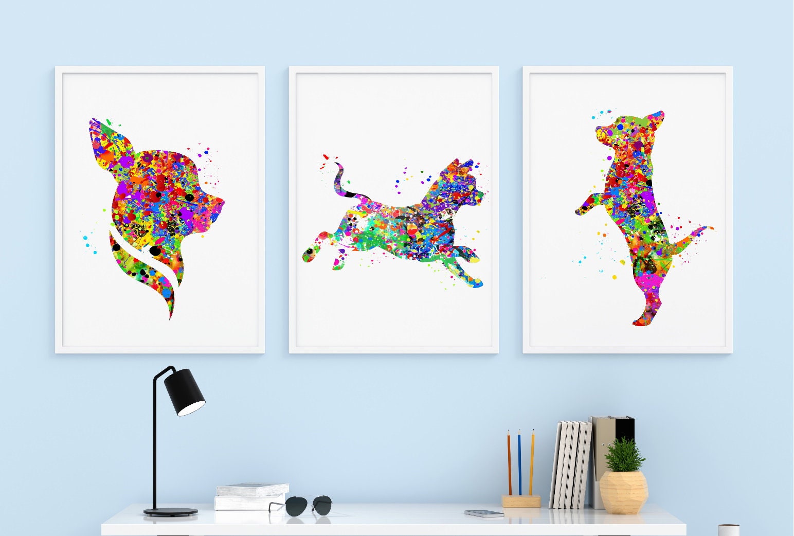 Chihuahua Art, Chihuahua Print, Set of 3 Chihuahua dog Watercolor, Chihuahua Dorm Art, Printable, Chihuahua party, Chihuahua poster, Dog Art