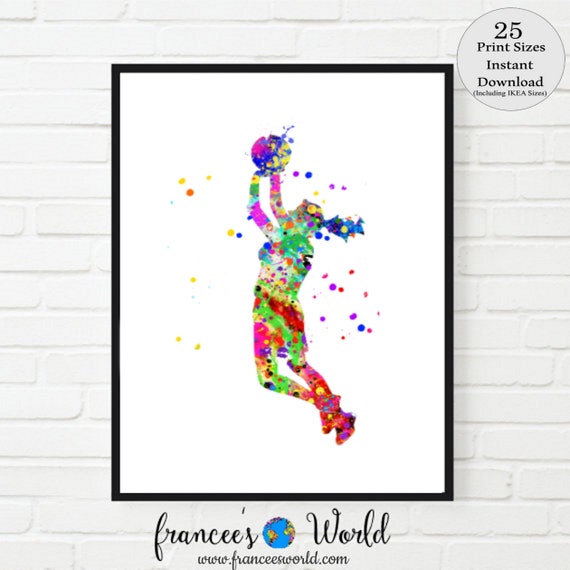 Girl Basketball PRINT Basketball PRINTABLE Art, basketball wall decor girl Basketball poster girl basketball gift Girl Basketball picture Il_570xn