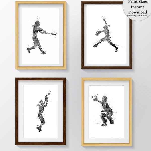 Softball print, girl softball art, gift for softball player, softball pitcher, softball catcher ,digital printwall art