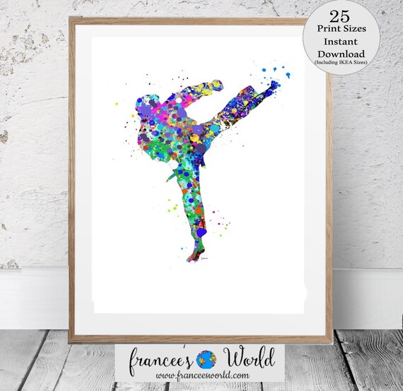 Karate Gift for boy, Karate PRINTABLE, boy teen gift, Karate Wall Art, Taekwondo, Karate party invitation, karate print, karate kick art Il_570xn