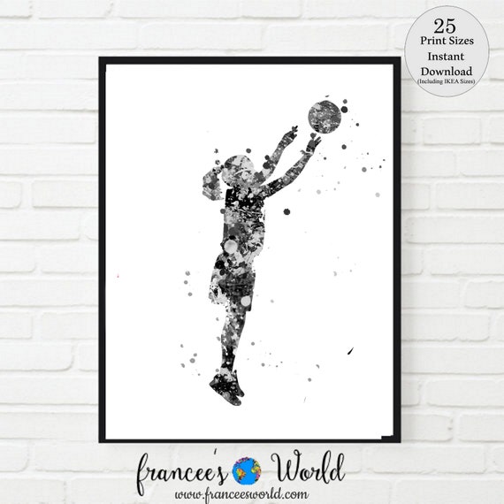 Girl Basketball PRINT Basketball PRINTABLE black and white Woman Basketball Art, Girl Basketball poster Girl Basketball , basketball shooter Il_570xn