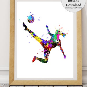 Soccer Printable, Girl Soccer Poster, Soccer Watercolor, Girl Soccer Dorm Art,Printable Soccer,Soccer party,Sport Print,Soccer ArtDorm art