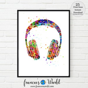 Impression casque Art gamer Art de la salle de jeux garçons filles adolescents couvre-chef DJ casque art dortoir art jeu casque casque musique