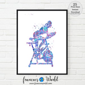 Workout bike Print bicycle stationary bike INSTANT DOWNLOAD workout room art gym art printable art bike woman exercise bike home gym art
