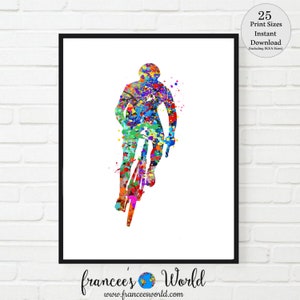 Cyclist print, Bicycle art, Cyclist Poster, cyclist print, cycling print, Cyclist decor, PRINTABLE, cyclist gift, sport, cyclist artwork