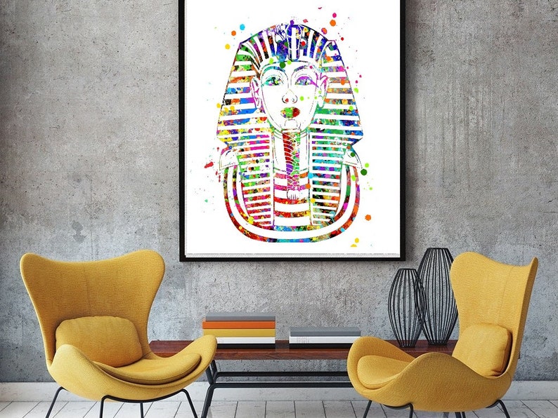 King Tut Print king tut printable Egyptian print King Tutankhamun tut wall decor Egyptian Decor Egypt poster Egyptian watercolor Pharaoh art image 3