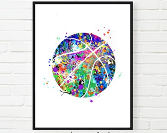 Basketball PRINT Watercolor Basketball Poster, Basketball gift, Basketball picture, Basketball Dorm Art, Printable,basketball art,sport  art