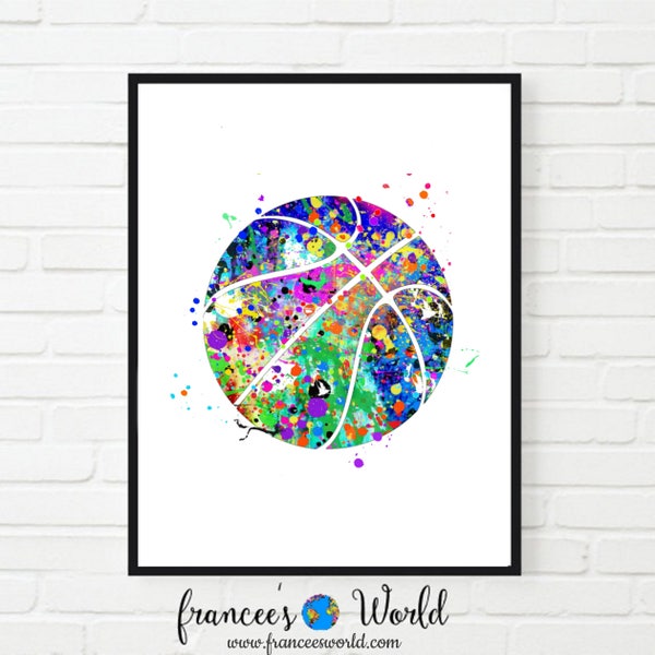 Basketball PRINT Watercolor Basketball Poster, Basketball gift, Basketball picture, Basketball Wall Art, Printable,basketball art,sport  art