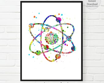 Colorful Atom Print: Science Dorm Decor (Digital Download)