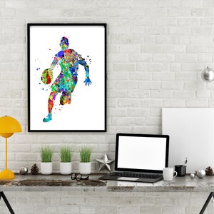 Akvarellkonsttryck med basketboll: Set om 3, dekor till studentrummet (digital nedladdning) bild 6