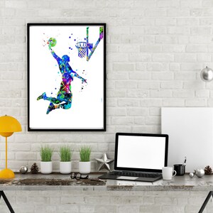 Akvarellkonsttryck med basketboll: Set om 3, dekor till studentrummet (digital nedladdning) bild 5