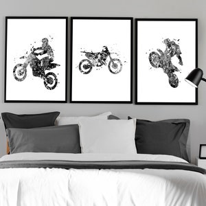 Motocross Art for boys room, black and white, motocross gift for grandson, dirt bike print, PRINTABLE ART, Digital download, motocross bike