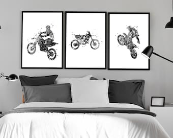 Motocross Art for boys room, black and white, motocross gift for grandson, dirt bike print, PRINTABLE ART, Digital download, motocross bike