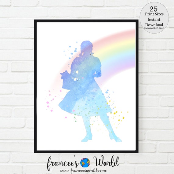 Dorothy Wizard of OZ Gift Print, Dorothy and toto Watercolor print Nursery Art, PRINTABLE, dorothy blue Print, Dorothy Wizard of Oz Decor Il_570xn
