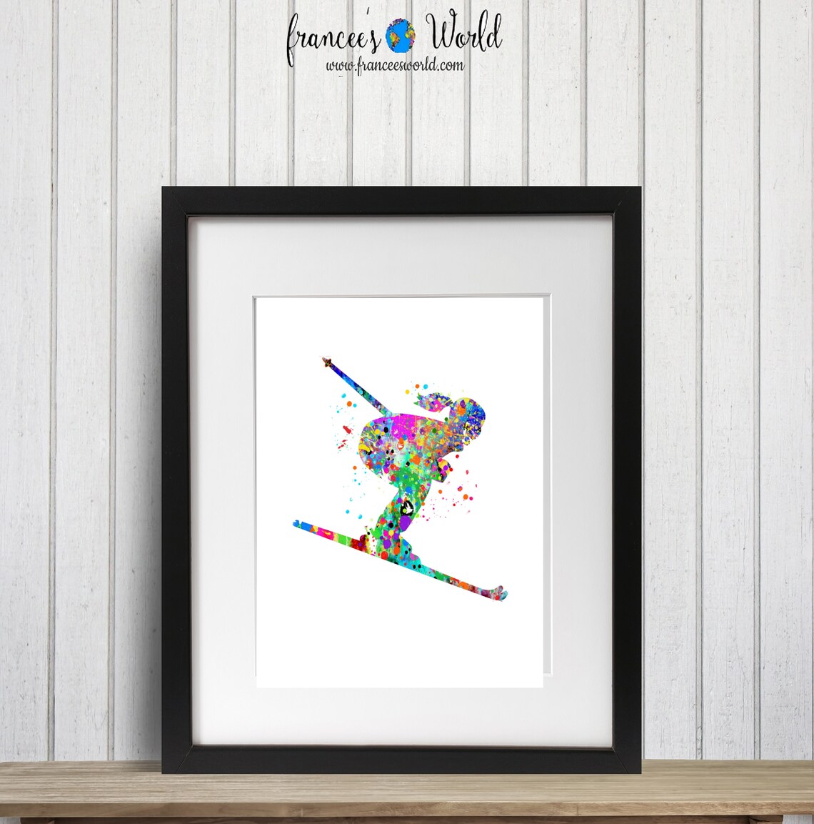 Ski PRINTABLE Watercolor Alpine Skier Ski Printablesport Etsy