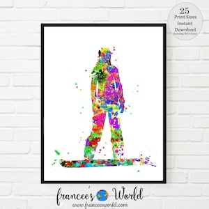 Snowboarding girl, PRINTABLE, Girl snowboarder Watercolor, Snow board female , Girl Snow board, Snowboarder Decor, Snow board, snow boarding