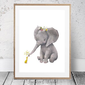 Elephant Safari nursery art, Baby Elephant print, PRINTABLE art, Safari animals wall art, Baby elephant, Nursery wall art, Baby Girl Room