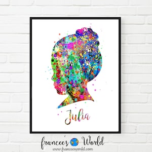 Custom Silhouette Printable Profile Portrait Personalized Art Print, Birthday Gift Idea, Custom Silhouette Dorm Art, Instant Download