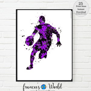 Basketball Player Print, Purple Basketball Art, Boy Basketball print, male Printable Basketball , Watercolor, Basketball Dorm Art, Dribble
