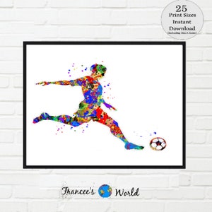 Soccer Printable, Boy Soccer Poster, Soccer Watercolor, Boy Soccer Dorm Art, Printable Soccer,Soccer party,Sport Print,Soccer ArtDorm art
