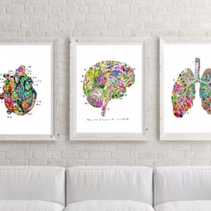 Medical Art, Medical Printable, Heart print, lung print, brain print, medical office decor, lung art, brain art, heart art, doctor's gift