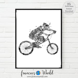 BMX Gift, BMX Bike Black and White Printable, extreme sports, bmx bike art, instant download,Teen Room, bmx poster,,Kids Room, bmx, bike