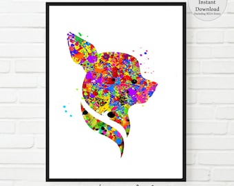 Colorful Chihuahua Watercolor Art Print (Digital Download)