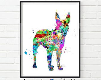 Boston Terrier Dog PRINT, Watercolor Art, Digital Download, Boston Terrier Wall Art, Boston Terrier Picture, Dog Art, Boston Terrier Gifts