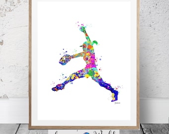 Softball Prints,Girl Softball Watercolor Art, Softball Art, Softball Printable, Softball Decor, Softball Sport Art, Girls Softball fastpitch