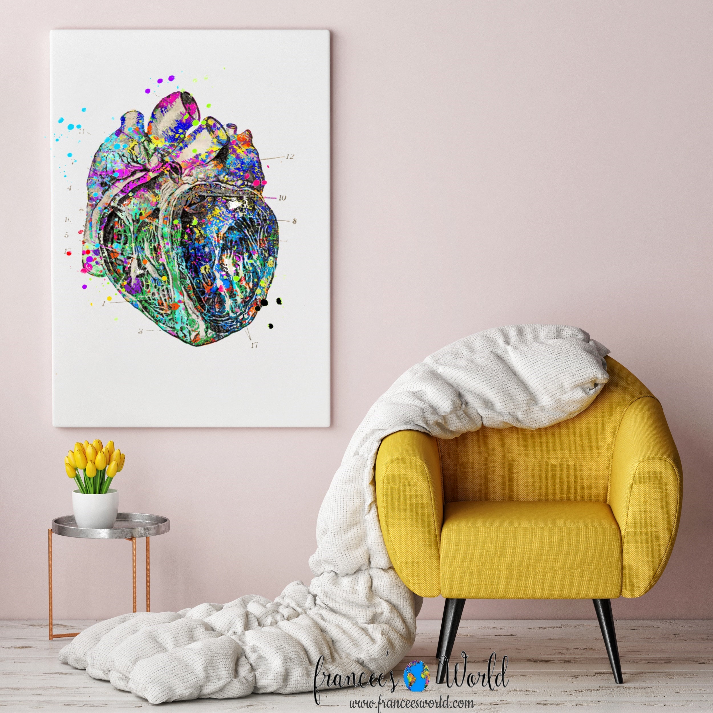 Watercolor Heart Anatomy Print: Vintage Medical Art (digital Download ...