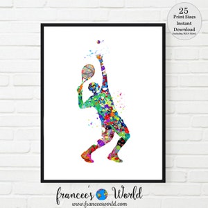 Male Tennis Printable, Tennis art, boy tennis, men tennis print, girl tennis player gift, tennis player art, male tennis player, serving