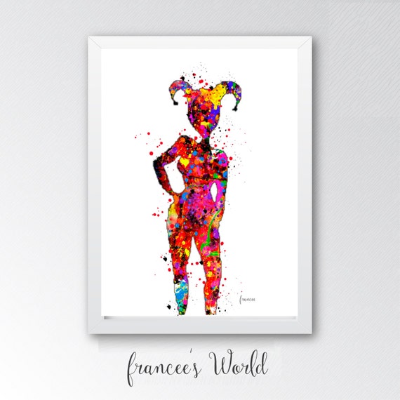 Harley Quinn Joker Art Printable Watercolor Print Harley Etsy Harley Quinn Joker Art Printable Watercolor Print Harley Etsy