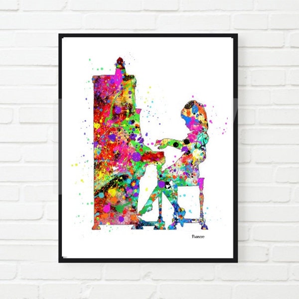 Piano Art Printable  Watercolor Art Music Art Home Decor Music Lover Piano Player Gift Music Room Little girl room  Art ,digital print