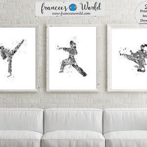 Karate Gift for girl, Black and White Karate PRINTABLE, girl teen gift,  Girl Karate Art,Karate Kid Karate Poster, sport art, tae kwon do